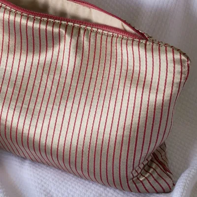 Bath towels - toiletry bag, gold red striped - OTTOMANIA