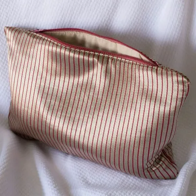 Bath towels - toiletry bag, gold red striped - OTTOMANIA