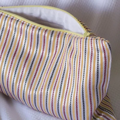 Bath towels - toiletry bag, yellow, red and black striped - OTTOMANIA