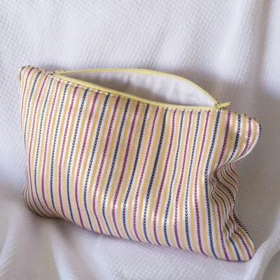 Bath towels - toiletry bag, yellow, red and black striped - OTTOMANIA