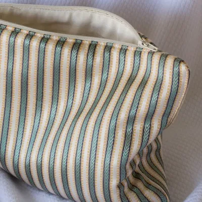 Bath towels - toiletry bag, grey-green and yellow striped - OTTOMANIA