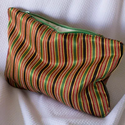 Bath towels - toiletry bag, green, black, yellow and red stripes - OTTOMANIA
