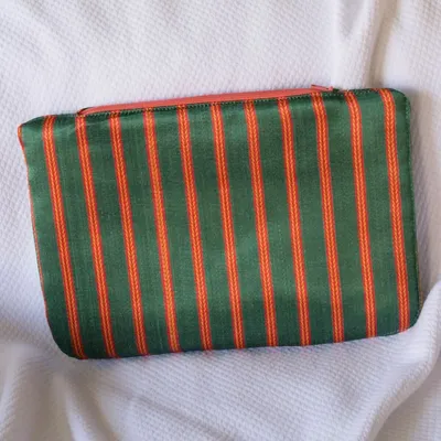 Bath towels - toiletry bag, green with red stripes - OTTOMANIA