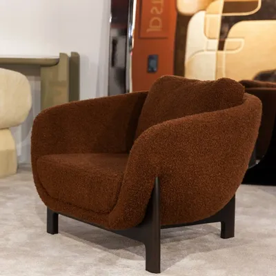 Lounge chairs for hospitalities & contracts - Oscar wood Sofa Armchair, Bouclé, COM option, Darkened Sycamore Wood - DUISTT