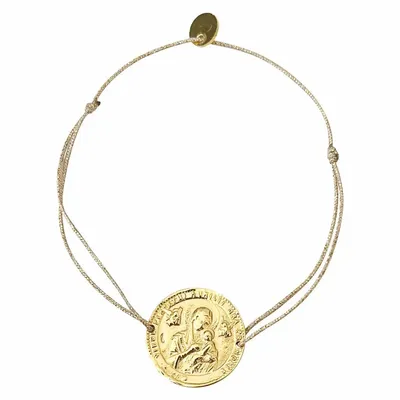Jewelry - Large round medal gold plated bracelet - Erato - SOPHIE DESCHAMPS BIJOUX