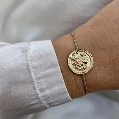 Jewelry - Large round medal gold plated bracelet - Erato - SOPHIE DESCHAMPS BIJOUX