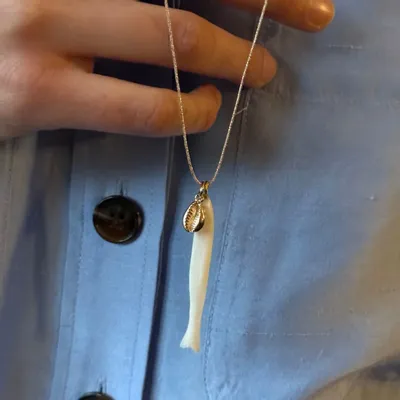 Jewelry - Gold plated mother-of-pearl fish and cowrie shell - SOPHIE DESCHAMPS BIJOUX