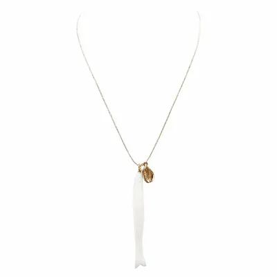 Jewelry - Gold plated mother-of-pearl fish and cowrie shell - SOPHIE DESCHAMPS BIJOUX