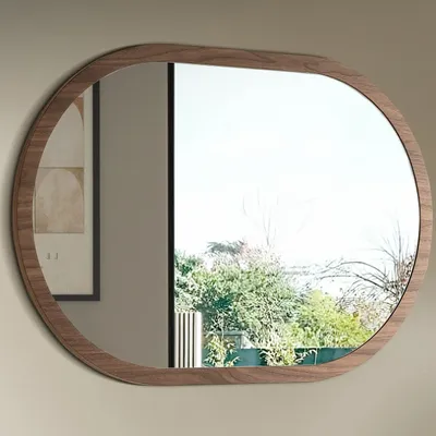 Mirrors - Oval Half Point walnut wall mirror - ANGEL CERDÁ