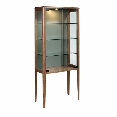 Sideboards - Tall sideboard in tempered glass and walnut with interior lighting - ANGEL CERDÁ