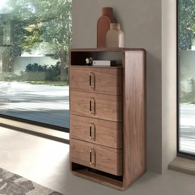 Chiffonniers - Chiffonnier en noyer et PVC noir - ANGEL CERDÁ