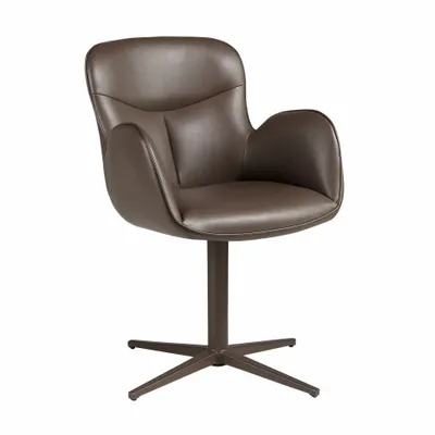 Chairs - Swivel chair in chocolate brown leatherette - ANGEL CERDÁ