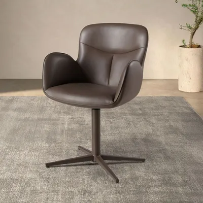 Chairs - Swivel chair in chocolate brown leatherette - ANGEL CERDÁ