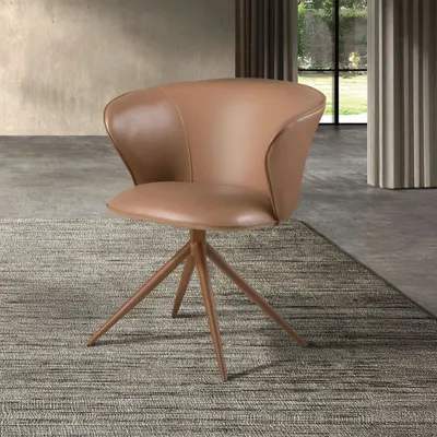 Chairs - Swivel chair in camel leatherette - ANGEL CERDÁ