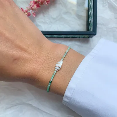 Jewelry - Shell and jasper bracelet - Dakota - SOPHIE DESCHAMPS BIJOUX