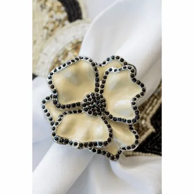 Assiettes au quotidien - Lot de 4 ronds de serviette 3D Flower - TIME FOR TEA