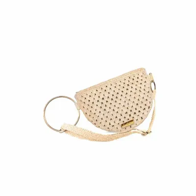 Sacs et cabas - Pochette raphia avec anneau bracelet doré LISA - KLEO