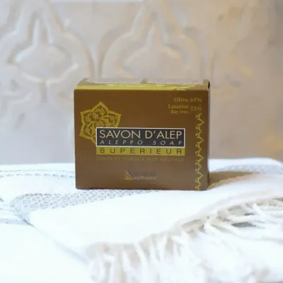 Soaps - SUPERIOR ALEPPO SOAP - 35% OLIVE AND BAY OIL - IN BOX - KARAWAN AUTHENTIC