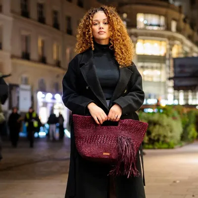 Sacs et cabas - Sac raphia à franges ELLA (Bordeaux) - KLEO