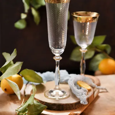 Verres à pied - Verres à champagne décorés en or 190ml Baron-bra - COMBI POLAND GLASS DECORATOR