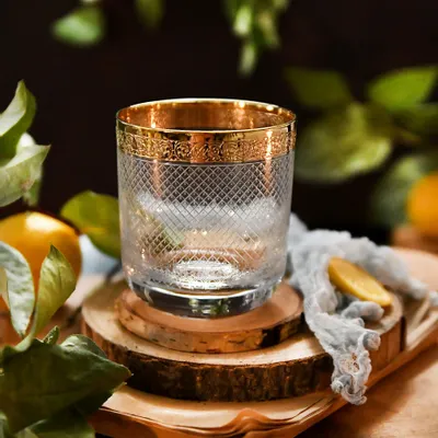 Verres à pied - Verres à whisky dorés - 6 pièces - Baron-BRF - COMBI POLAND GLASS DECORATOR