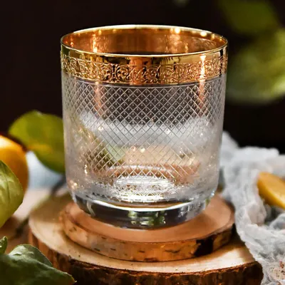 Verres à pied - Verres à whisky dorés - 6 pièces - Baron-BRF - COMBI POLAND GLASS DECORATOR