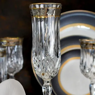 Verres à pied - Verres à champagne élégants de 130 ml - OperaPlatin-OCA - COMBI POLAND GLASS DECORATOR