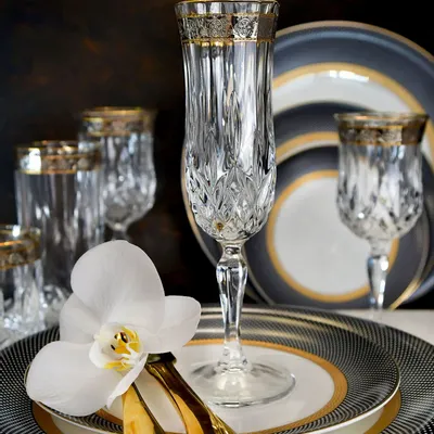 Verres à pied - Verres à champagne élégants de 130 ml - OperaPlatin-OCA - COMBI POLAND GLASS DECORATOR