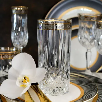 Verres - Verres à boire élégants 350 ml Opera Platin-OCD - COMBI POLAND GLASS DECORATOR