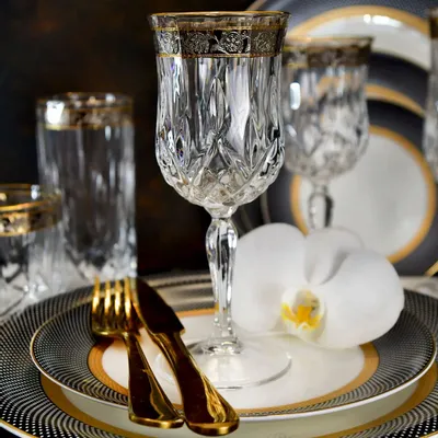 Verres à pied - Verres à vin de 150 ml avec décoration en platine -Opera Platin OCC - COMBI POLAND GLASS DECORATOR