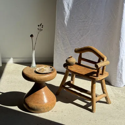 Tables basses - Pawn Natural - Tabouret, table d'appoint en forme de pion naturel - OFFICE OBJETS