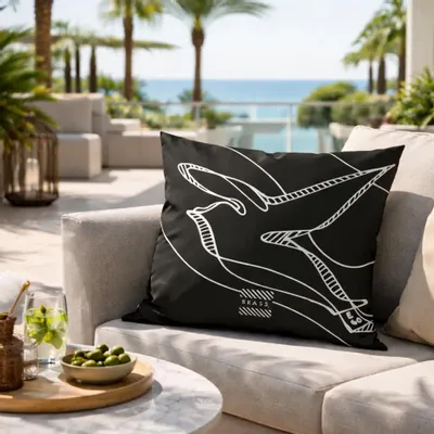 Garden textiles - Black Colombes 45 x 45 outdoor cushion - Design by BRASS - ARTDECORIS