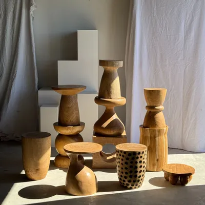 Coffee tables - Stool, side table, end table in solid suar spheres H50 D - OFFICE OBJETS