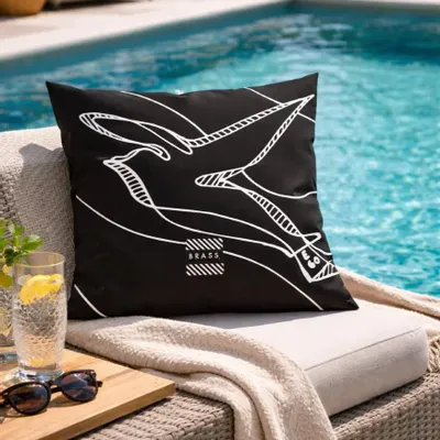 Garden textiles - Black Colombes 60 x 60 outdoor cushion cover - Design by BRASS - ARTDECORIS