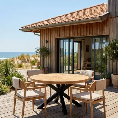Tables Salle à Manger - Table ronde en teck - BALINAISA