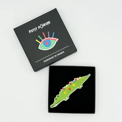 Loisirs créatifs pour enfant - Barrette brodée crocodile - PETIT POIRIER