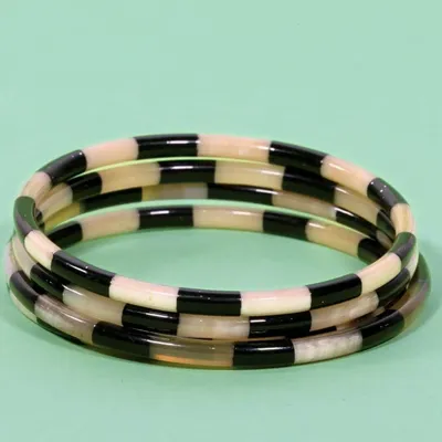 Bijoux - Jonc corne Rayé Noir - VENTILLO - MALUNE