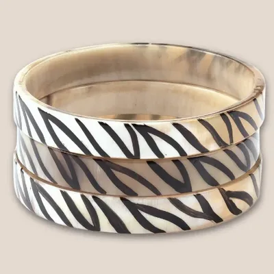 Jewelry - Bracelet corne 10mm zébre noir 04 - VENTILLO - MALUNE