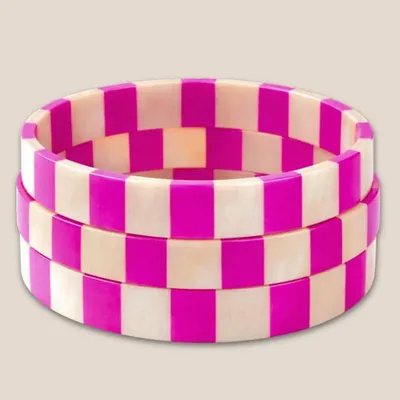 Jewelry - Bracelet Corne 10mm Rayure Rose Vif 34 - VENTILLO - MALUNE