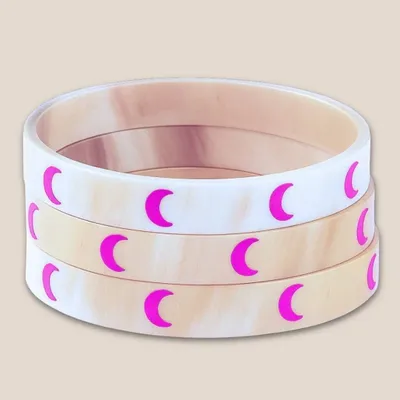 Bijoux - Bracelet Corne 10mm Lune Rose Vif 34 - VENTILLO - MALUNE