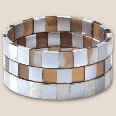 Bijoux - Bracelet Corne 10mm Rayure Argent 03 - VENTILLO - MALUNE