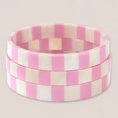 Jewelry - Bracelet Corne 10mm Rayure Rose Pastel 21 - VENTILLO - MALUNE