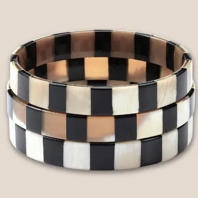 Bijoux - Bracelet Corne 10mm Rayure Noir 04 - VENTILLO - MALUNE