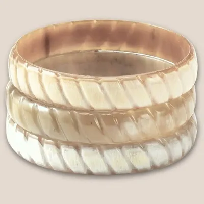 Bijoux - Bracelet Corne Blanc Grave 12mm - VENTILLO - MALUNE