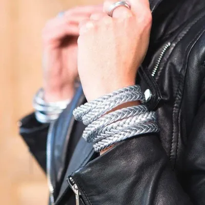 Bijoux - Jonc Bouddhiste Traditionnel Tresse Argent - VENTILLO - MALUNE