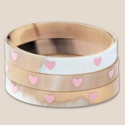 Bijoux - Bracelet Corne 10mm Coeur Rose Pastel 21 - VENTILLO - MALUNE