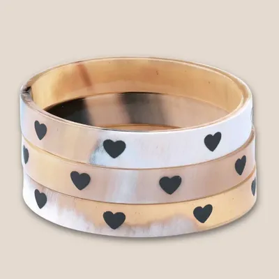 Bijoux - Bracelet Corne 10mm Coeur Noir 04 - VENTILLO - MALUNE