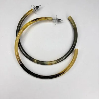 Bijoux - Boucle d'oreille Créole en corne naturelle femme en corne - VENTILLO - MALUNE