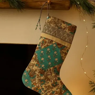 Christmas garlands and baubles - Timeless handcrafted christmas stocking - I WAS A SARI