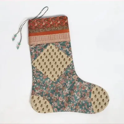 Christmas garlands and baubles - Timeless handcrafted christmas stocking - I WAS A SARI